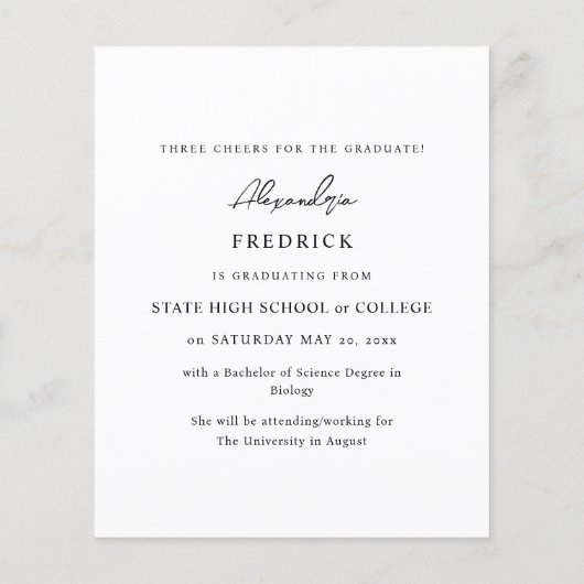 Budget Instant Photo White 2 Afstuderen Announcem (Achterkant)