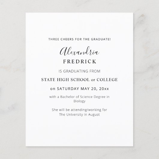 Budget Instant Photo White 2 Afstuderen Announcem Flyer (Achterkant)