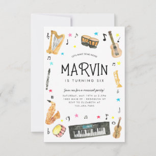 Budget Instrument Muzieknoten Muziek Verjaardag Notitiekaartje
