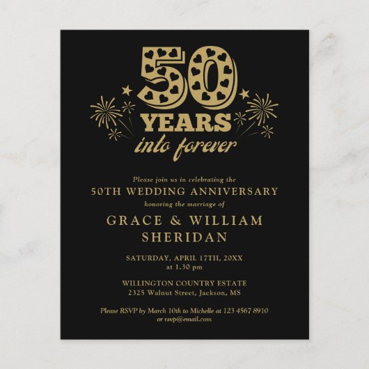 Budget Into Forever 50th Jubileum Invitation (Voorkant)