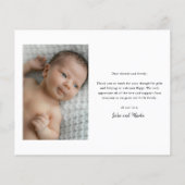 Budget Introductie Baby Foto Bedankt Kaart (Achterkant)
