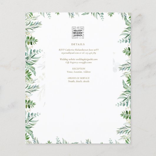 BUDGET Invitación de Boda Católica Bilingüe Flyer (Achterkant)