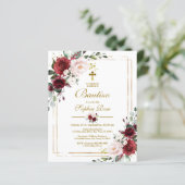 Budget Invitación de Rosas Rojas para Bautizo (Staand voorkant)