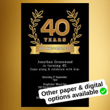 Budget Invitation '40 years of awesomeness' zwart