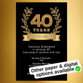 Budget Invitation '40 years of awesomeness' zwart Flyer