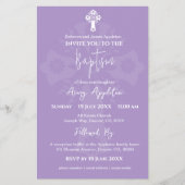 Budget Invitation Floral Cross Baptism Lilac Flyer (Voorkant)