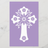 Budget Invitation Floral Cross Baptism Lilac Flyer (Achterkant)