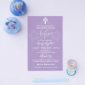 Budget Invitation Floral Cross Baptism Lilac Flyer (Enkel)