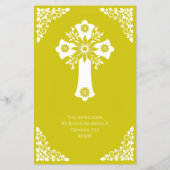 Budget Invitation Floral Cross Baptism Yellow Flyer (Achterkant)