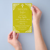 Budget Invitation Floral Cross Baptism Yellow Flyer (Hand)