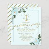 Budget Invitation Law School Graduparty Blauwgroen (Voorkant / Achterkant)