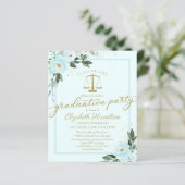 Budget Invitation Law School Graduparty Blauwgroen (Staand voorkant)