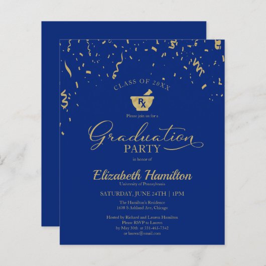 Budget Invitation Mortar Pharmacy Afstudeerder Par (Voorkant / Achterkant)