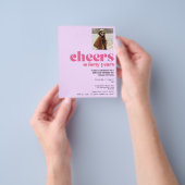 Budget Invitation, Retro Paarse 40e verjaardag Flyer (Hand)