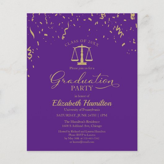 Budget Invitations Law School Graduation Party (Voorkant)