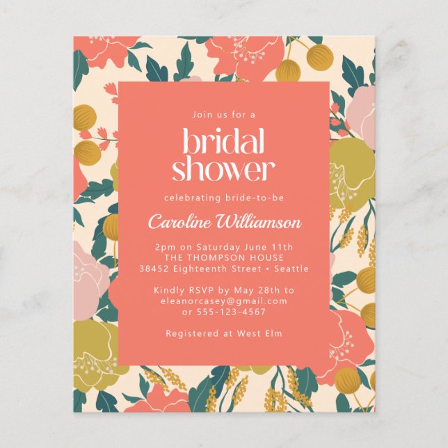 Budget Invite Boho Oranje Botanisch Vrijgezellenfe (Voorkant)
