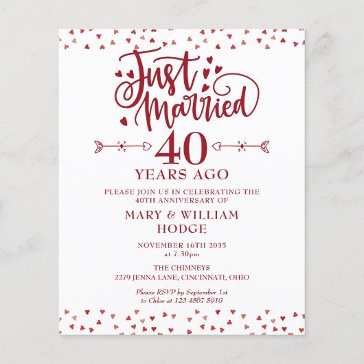 Budget is net getrouwd met 40th Jubileum Invitatio (Voorkant)