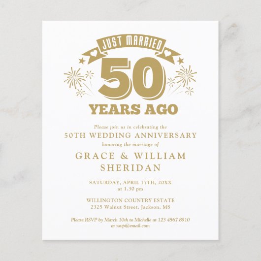 Budget is net getrouwd met 50th Jubileum Invitatio (Voorkant)