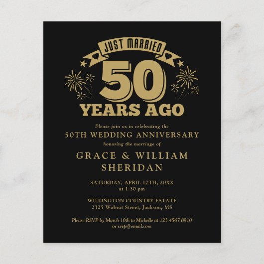 Budget is net getrouwd met 50th Jubileum Invitatio (Voorkant)