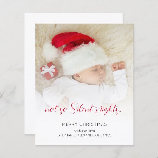 BUDGET is niet zo'n Silent Night Baby Photo Card (Voorkant / Achterkant)