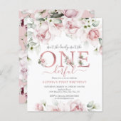 Budget Is ze niet mooi 1e verjaardag uitnodiging (Voorkant / Achterkant)