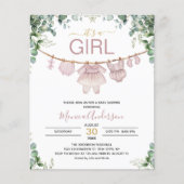Budget It Een Meisje Roze Boho Baby shower Uitnodi Flyer (Voorkant)