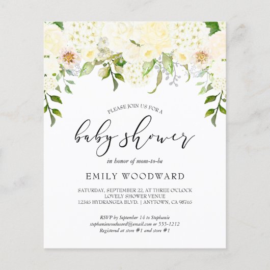 Budget Ivory Cream Floral Baby shower (Voorkant)