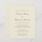 Budget Ivory Olive Elegant Wedding Invitation (Voorkant / Achterkant)