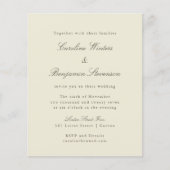 Budget Ivory Olive Elegant Wedding Invitation (Voorkant)
