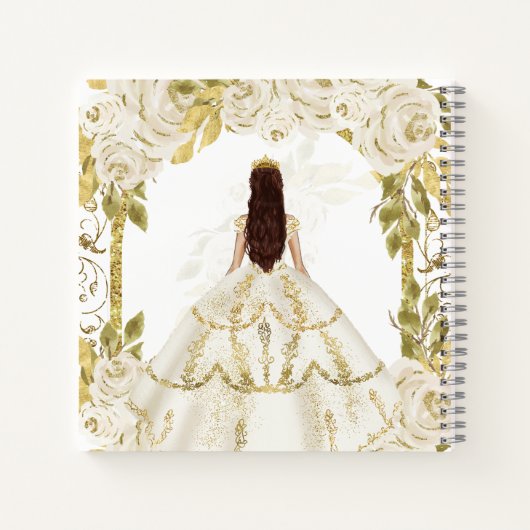 Budget Ivory White Floral Quinceañera Gastenboek Notitieboek (Achterkant)