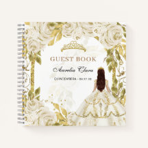 Budget Ivory White Floral Quinceañera Gastenboek