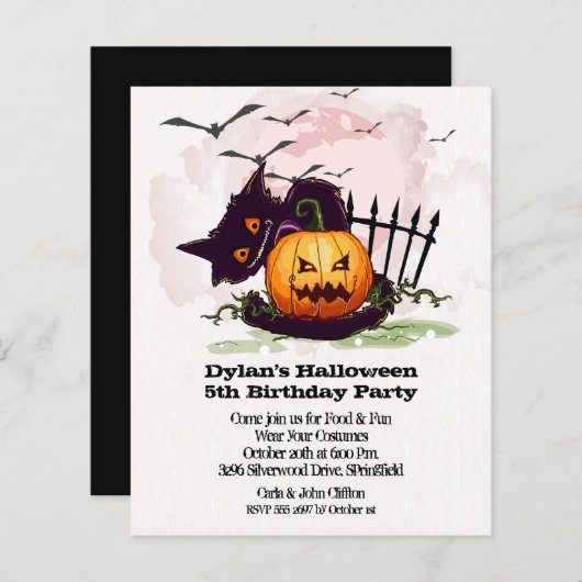 Budget Jack o' Lantern Halloween Birthday Invites (Voorkant / Achterkant)