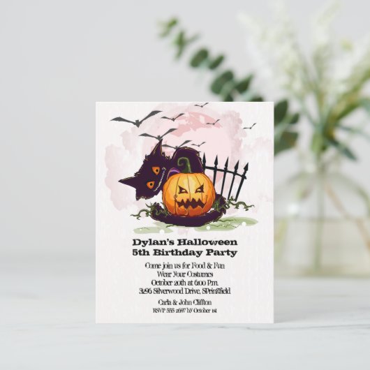 Budget Jack o' Lantern Halloween Birthday Invites (Staand voorkant)