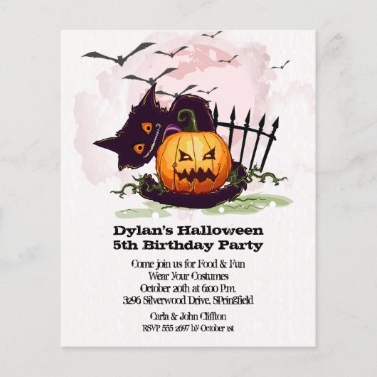 Budget Jack o' Lantern Halloween Birthday Invites (Voorkant)