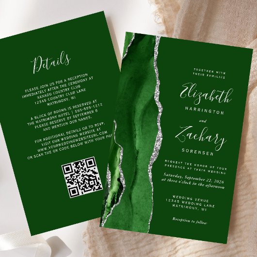Budget Jager Groen Zilver QR Code Trouwen
