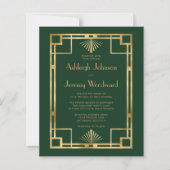 Budget Jaren 20 Oud Bruiloft Groen Goud QR Code (Voorkant)