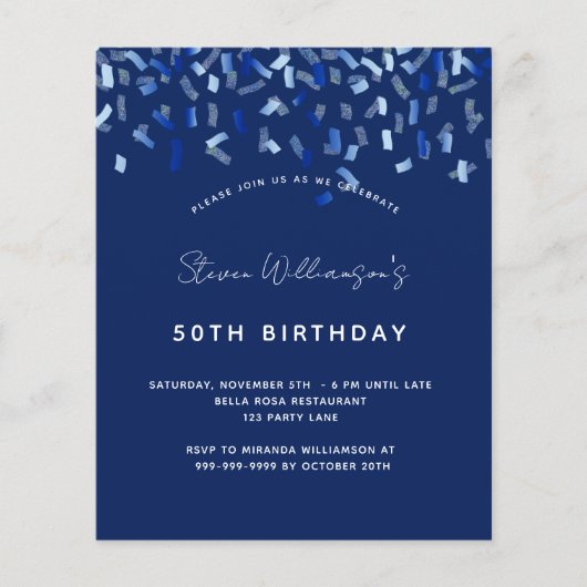 Budget jarig marineblauw man (Voorkant)