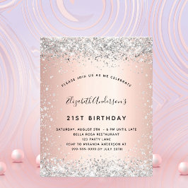 Budget jarig zilver roos gouduitnodiging