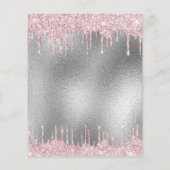 Budget jarig zilveren glitter roze uitnodiging (Achterkant)