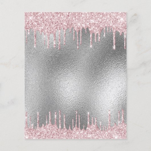 Budget jarig zilveren glitter roze uitnodiging (Achterkant)