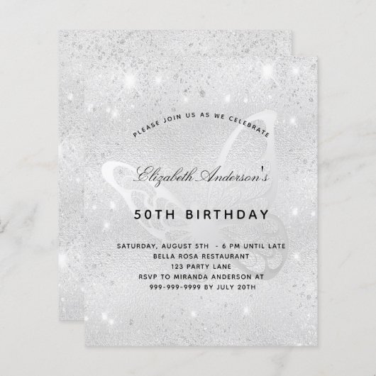 Budget jarig zilveren vlinder (Voorkant / Achterkant)