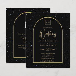 BUDGET Jet BLACK GOLD Sterrennacht Wedding INVITE