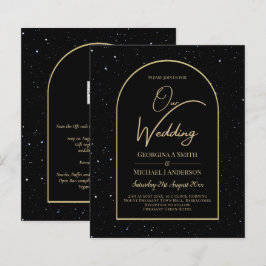 BUDGET Jet BLACK GOLD Sterrennacht Wedding INVITE