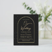 BUDGET Jet BLACK GOLD Sterrennacht Wedding INVITE (Staand voorkant)