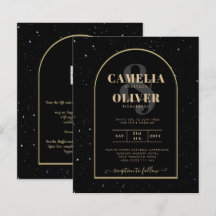 BUDGET Jet BLACK GOLD Sterrennacht Wedding INVITE