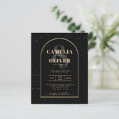 BUDGET Jet BLACK GOLD Sterrennacht Wedding INVITE (Staand voorkant)