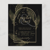 BUDGET Jet Black Gouden Bladeren Trouw UITNODIGING (Voorkant)