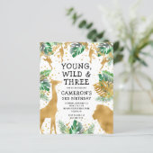 Budget Jong Wild Drie 3e Verjaardagsuitnodiging (Staand voorkant)