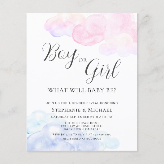 Budget Jongen of Meisje Geslacht Onthullen Party U (Voorkant)