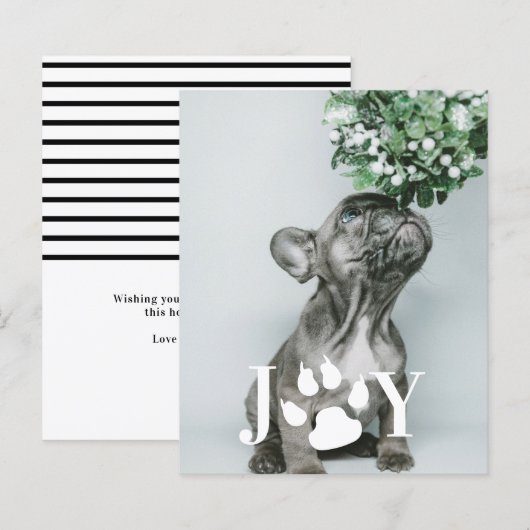 BUDGET Joy Dog Paw-fotokaart voor kerstmis (Voorkant / Achterkant)